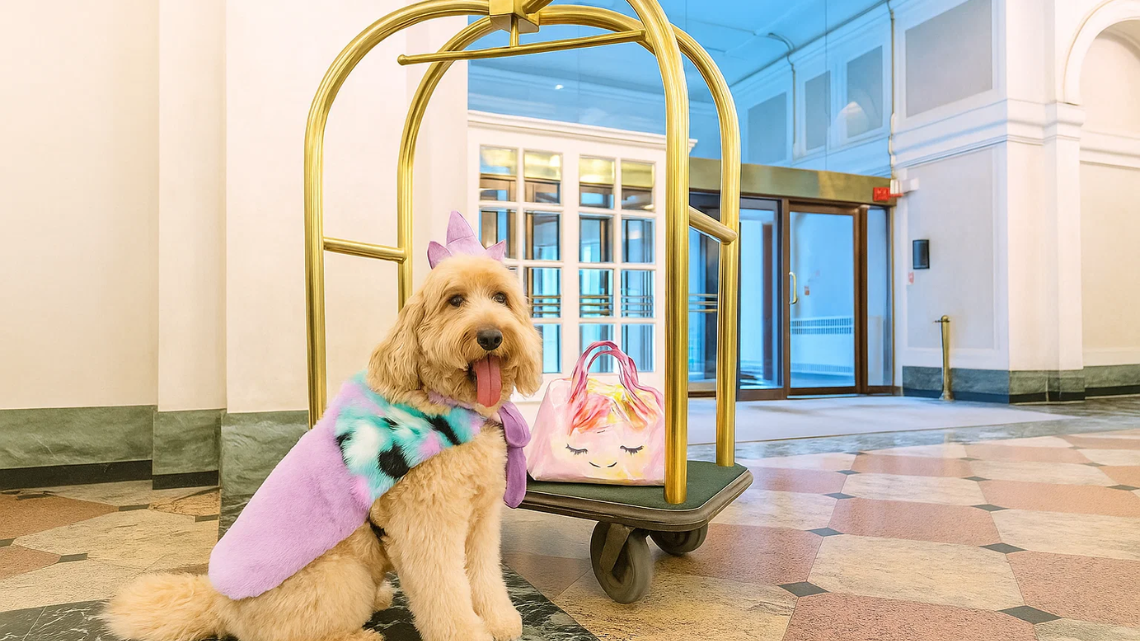a dog at the hotel Fairmont Palliser image credit @instadoodlegrams